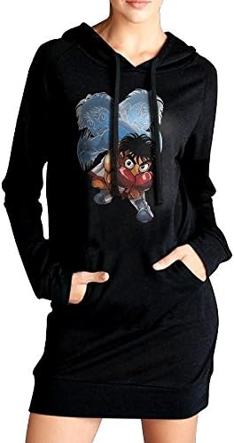 Womens Hajime No Ippo: New Challenger Manga Sweatshirt Hoodie Dress With Kangaroo Pockets