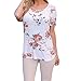 Womens Casual Floral Print T Shirts Summer V Neck Short Sleeve Criss Cross Tunic Tops Blouses