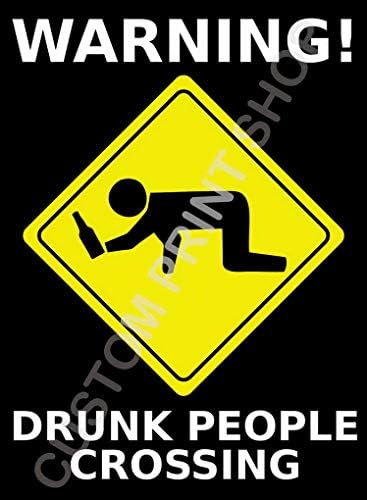 Sylty Drunk People Crossing Funny Vintage Style Metal Sign 8x12 Inch Plaque