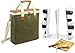 HappyPicnic Wax Canvas 3 Bottle Wine Carrier, EVA Molded Beverage Cooler Bag for Travel, Champagne Drink Carrying Tote with 4 Glasses, Wine Opener & Stopper, Cheese Board and Knife Set as Gift