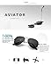 LUENX Aviator Sunglasses for Men Women Grey Non-Mirrored Metal Frame - UV 400 60MM with Accessories Classic style