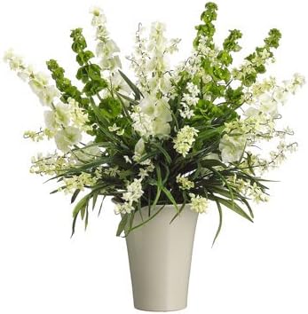 Ella and Lulu27" Hx26 Wx26 L Bells of Ireland/Wildflower in Vase Cream Green AllState Living