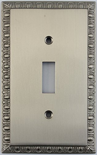 Egg & Dart Satin Nickel 1 Single Gang Toggle Light Switch Plate