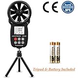 AOPUTTRIVER Digital Anemometer Handheld - MAX Up to 69mph,Wind Speed Meter Gauges for Measuring Air Flow,Temperature and Wind Chill with Backlit and Max/Min Data Record (Tripod Included)
