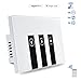Smart Touch Light Switches Wi-Fi, BENLINK Remote Control Timing Function with Smartphone Compatible with Amazon Alexa and Google Home Glass Touch Panel Light Switches (3 Switches In 1 Gang Box)