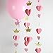 Mybbshower Gold Pink 3D Paper Heart Crown Garland Girl Princess Birthday Party Nursery Room Decor Balloon Tail Pack of 5