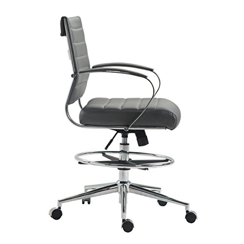 Poly and Bark Tremaine Drafting Chair in Vegan Leather, Grey - Thumbnail 2
