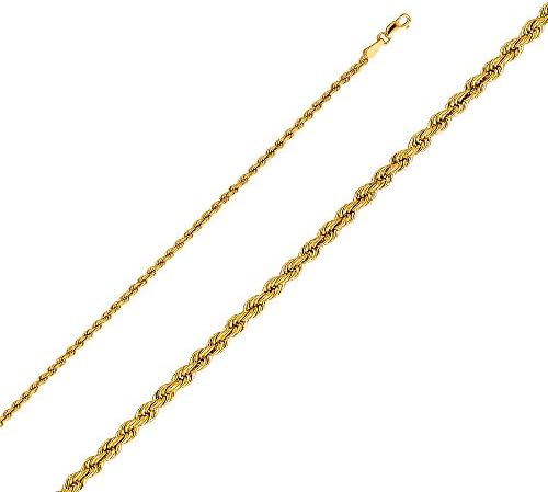 Stunning 14K Yellow Gold Rope Chain Necklace- 2.5mm Width &amp; 22 Inches Long