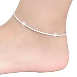 Shybuy Women's Tops Womens Sterling Silver Infinity Endless Love Symbol Charm Adjustable Anklet Bracelet, Large Bracelet, Gift For Valentine’s Day (Silver)
