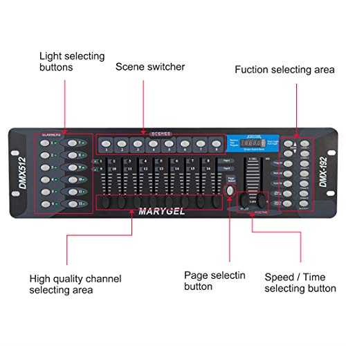 MARYGEL 192 CH DMX 512 Controller, Dmx Console for Stage Lights,Dj Lights, Par Lights, Moving head lights, Pubs, Disco.