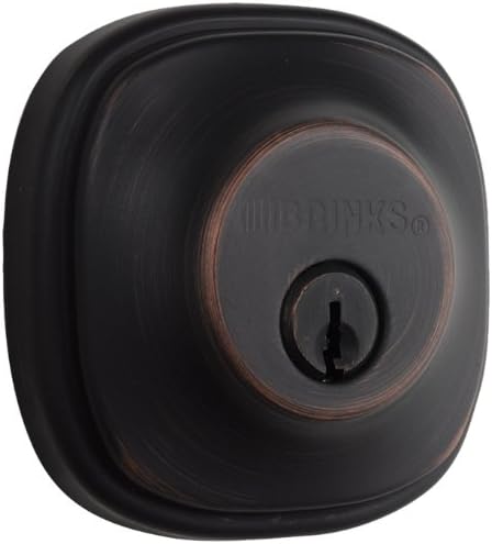 BRINKSPush Pull Rotate Door Locks Weldon Single Cylinder Deadbolt, Tuscan Bronze, 23063-150