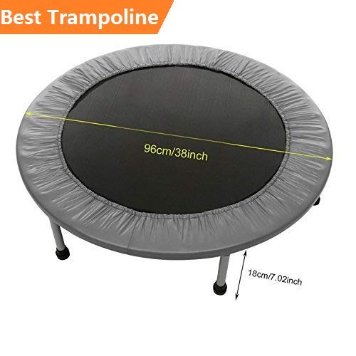 Hurbo Indoor Outdoor Folding Trampoline 96cm Exercise Games Rebounder Trampoline with Safety Pad (Gray) - Thumbnail 7