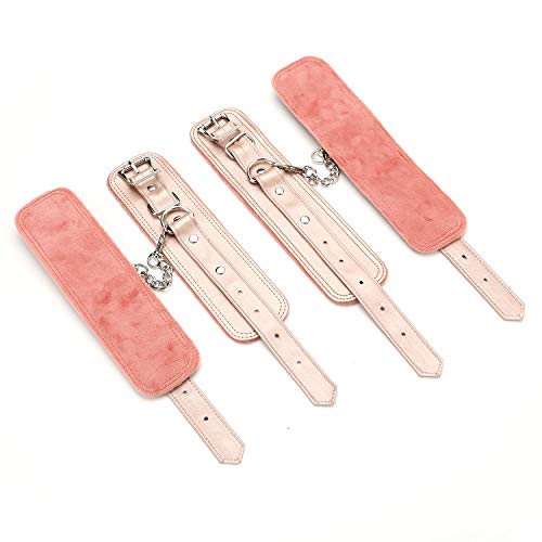 Frosted-Rose-Gold-Expandable-Spreader-Bar-with-4-Fur-Pink-Adjustable-Straps-Kit-Gift-Set-for-Home-Gyms-Exciting-Games