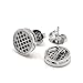 Tarsus Round Black Large Cubic Zirconia Stud Earrings for Men Women, 18k Gold Plated 10mm