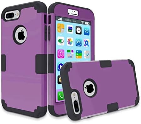 iPhone 7 Plus Case, Hillaryli for 3 Layers Heavy Duty Defender Hybrid Soft TPU + PC Bumper Shockproof Drop Resistance Protective Case for iPhone 7 Plus (purple)