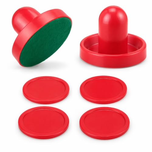 Air Hockey Pucks and Paddles Set with 2 Pushers 4 Pucks