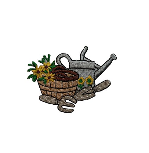 ID 7088 Gardening Supplies Patch Basket Tools Plant Embroidered Iron On Applique