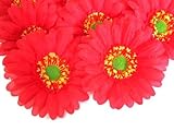 (12) BIG Silk Red Gerbera Daisy Flower Heads , Gerber Daisies - 3.5