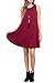 TOPONSKY Women's Summer Sleeveless Pocket Sundress(L, Wine Red)