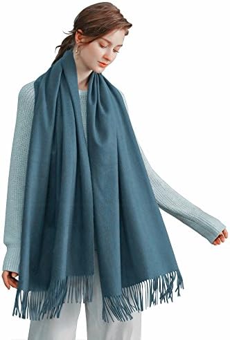Sunfung Winter Scarf Scarves Fashion Large Soft Silky Pashmina Shawl Wrap Scarf 78" X 27.5" For Women(Denim Blue)