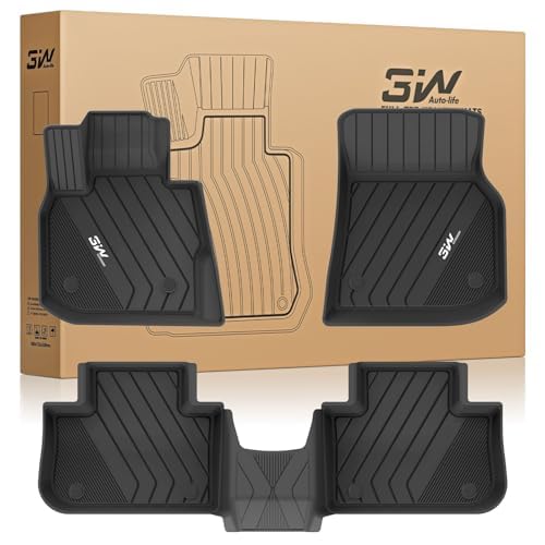 3W Car Mats for BMW X3 G01 2018-2024/X4 G02 2018-2024/iX3 G01 2021-2025 Waterproof Anti-Slip Mat Set Fits BMW X3 X4 iX3 TPE Car Mats