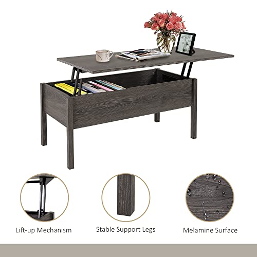 39" Modern Lift Top Coffee Table Desk with Hidden Storage
