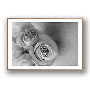 Framed Canvas Wall Art for Living Room, Bedroom Grey Rose Flowers Canvas Prints for Modern Home Decoration Ready to Hang - 16"x24" inches