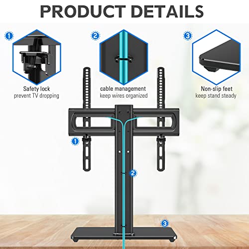 MOUNTUP Universal Swivel TV Stand for 3755 inch TVs, Height Adjustable