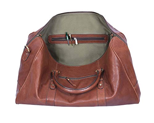 Leather Travel Duffle Bag | Gym Sports Bag Airplane Luggage Carry-On Bag | Gift for Father's Day By Aaron Leather (Russet) - Thumbnail 6