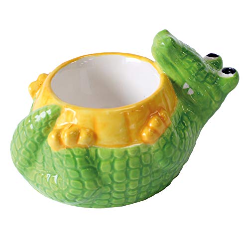 Crockery Critters Egg Cup from Deluxebase – Crocodile Ceramic Egg Holder, Cute Animal Shaped Boiled Egg Cups for Kids and Adults. Fun Novelty Gifts, Kitchen Decor and Tableware.