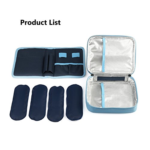Goldwheat Insulin Bag Travel Cooler Diabetic Care Organizer Travel Kits Medical Cooler Epipen Case with 4 Ice Packs