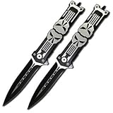 2X Lot of 2 Rogue River Tactical Knives The Punisher Navy Seal Combat Rescue Spring Assisted Opening Pocket Knife
