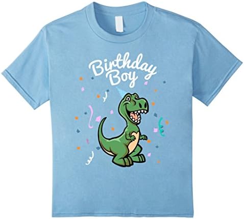 Kids Birthday Dino T-rex T-shirt Dinosaur Boy Kids Party Tees 4 Baby Blue