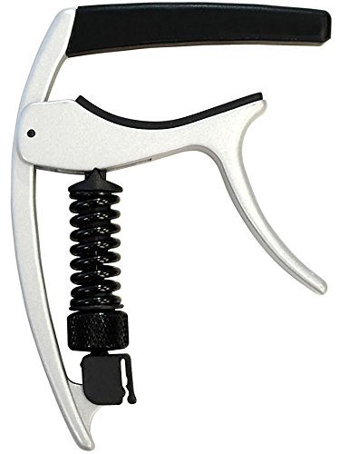 Dâ€™Addario NS Tri-Action Capo, Silver â€“ For 6-String Electric and Acoustic Guitars â€“ Micrometer Tension Adjustment for Buzz-Free, In-Tune Performance - Single Hand Use â€“ Integrated Pick Holder