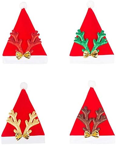 perfecti Santa Plush Hat for Adults Christmas Hats for Children Santa Hat for Christmas Party Party Decoration 38 x 28 cm 4 Pcs