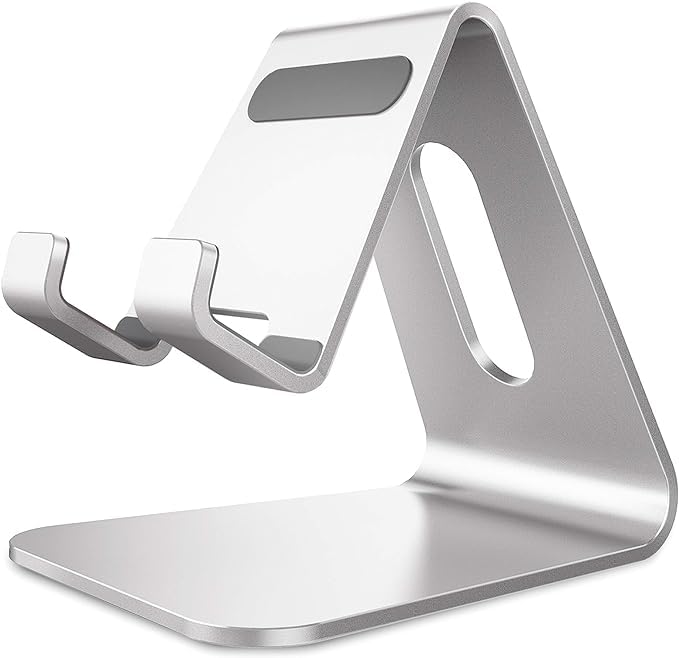 Lucrave Cell Phone Stand, Cradle, Holder,Aluminum Desktop Stand Compatible with Switch, All Smart Phone, iPhone 16 15 14 13 12 Mini Pro Max Xs X Se 8 7 6 6s Plus SE 5 5s-Silver