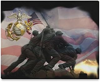 Thanksgiving Decor USMC United States Marine Corps Semper Fi Oil Painting Canvas Print Wall Art for Home Decoration(20x16inch)
