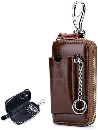 Eleitchtee キーケース 本革 スマートキー対応 車 軽自動車 6連 キーホルダー 取り外しキーリング 外側ポケット カード入れ 小銭 札入れ付き 多機能 大容量 人気 プレゼント