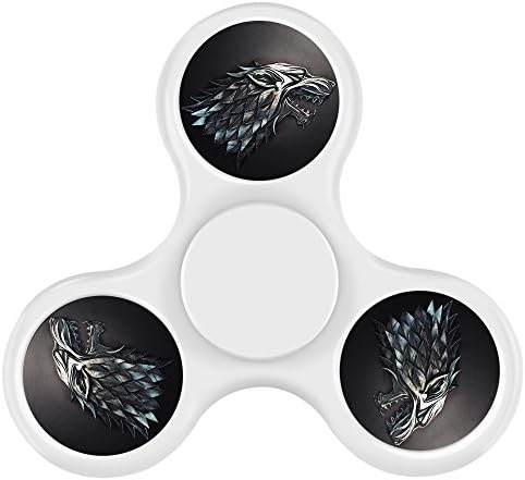 New Style Cool Tri-Hands Fidget Spinner Toy, Stress Reducer Relieve Anxiety and Camo, Fashion Design and Images(House Stark Logo - White)