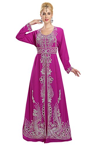 Beautiful Silver Beaded Embroidery Dubai Caftan For Arabian Women 5848