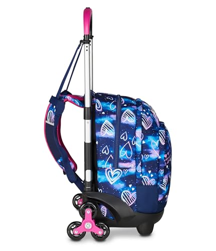 Seven School Trolley Flex 3 Wheels, Fuchsia Violet, Backpack with Detachable Trolley 31 L, with PC Pocket, Bottle Pocket, Multipurpose Middle and Upper School, Girl Backpack