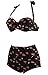 Cocoship Retro Cherry Rose Flamingo Halter High Waisted Bikini Vintage Swimsuit(FBA)