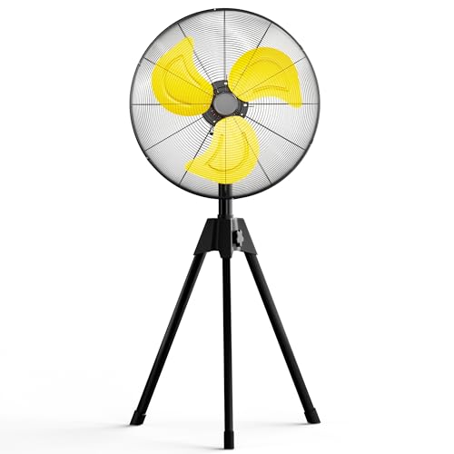 Uthfy 24” Outdoor Oscillating Pedestal fan, 8000 CFM High Velocity Shop Standing Fan with Tripod, Aluminum Blades, Heavy Duty Stand up Fan with 3 Speeds for Garage, Patio Use