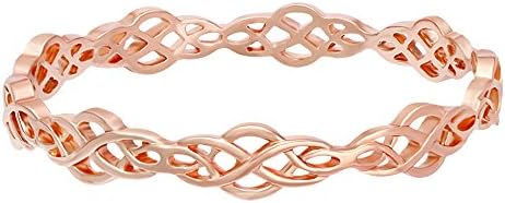 CHUANGYUN Hollow Chinese Knot Lace Bracelet Bangle Eastern Style Weighty Bangle (rose gold)