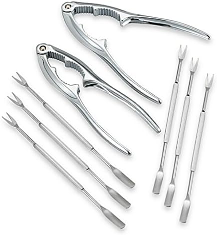Amco 8-piece Seafood Tools Set, 2 Lobster Crackers and 6 Seafood Fork