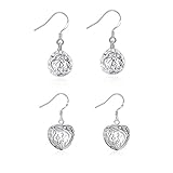 Buycitky 2 Paris Silver Drop Dangle Earrings for Women Girl Plated Sterling Silver Ball Heart Earrings