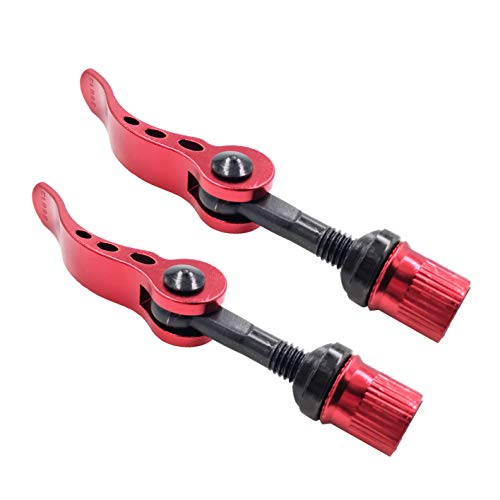 DEERU Bike Seat Clamp Bicycle Clamp Quick Release Seatpost Quick Release, 2 pcs M8x50 Quick Releases in Package, Red