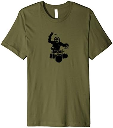 Mens Going Ape Monkey Playing Drums 2001 Space Odyssey Style 2XL Olive