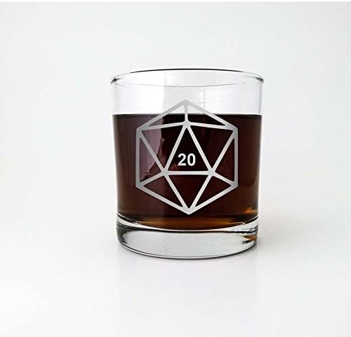 Game Dice D20 DM Dungeon Master Gift | Etched Glassware Old Fashioned Scotch Glass