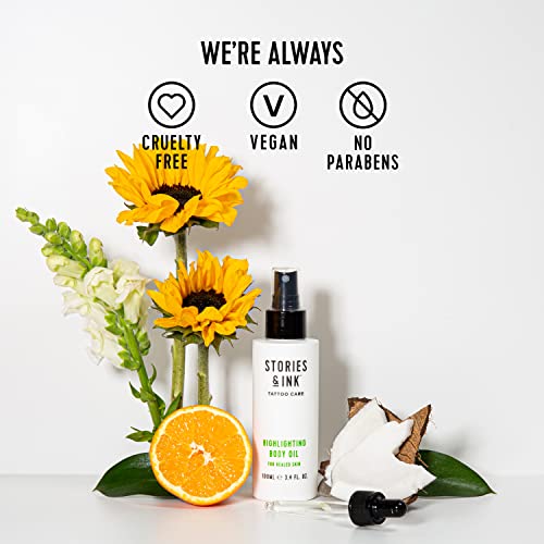 Stories & Ink Tattoo Care Highlighting Body Oil Freshens Up Faded